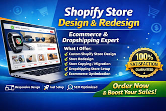 build  shopiy store desin redesign copy ecomerce website dropshipping expert