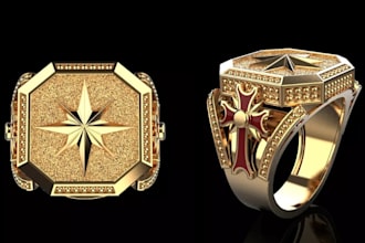 create 3d diamond jewelry ring design, championship ring stl file, 3d rendering