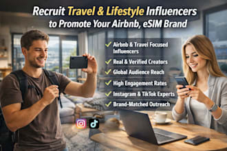 recruit travel and lifestyle influencers to promote your airbnb, esim brand