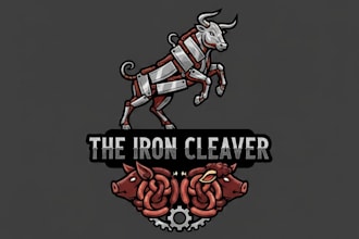 design a strong and professional butcher logo for your brand