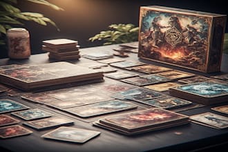 do card game design, board game design, card rule book design card game box