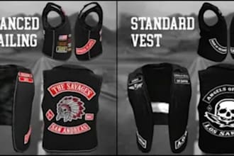 create custom mc kuttes, vests, patches, and biker clothing for fivem