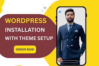 wordpress installation with theme setup, wordpress theme, wp