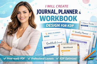 create custom journal, planner, and workbook design for KDP