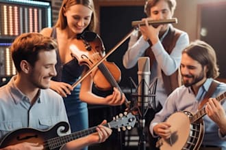 record mandolin, violin, harmonica and banjo for country music