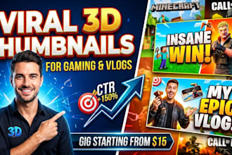 create professional 3d youtube thumbnails for gaming and vlogs