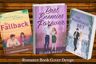 create steamy romance book cover illustration or ebook cover design for kdp