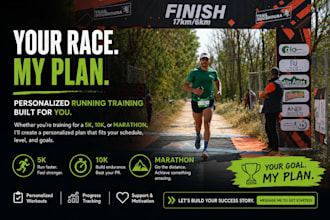create a personalized running training plan for 5k, 10k, or marathon