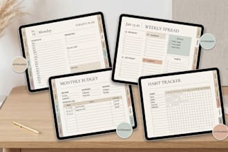 do interactive digital planner, hyperlinked journal PDF and editable template