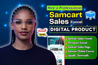 setup samcart thrivecart sales funnel, online course upload, samcart sales page