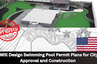do swimming pool permit plans, site plan for city approval and construction