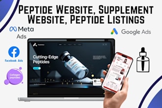 build peptide website, supplement website, peptide listings, nootropic store