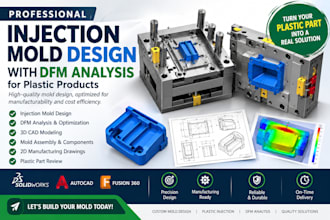 design injection molds for plastic parts with dfm optimization