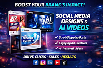 create social media posts, facebook, instagram post design and ai video contents