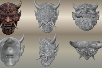 sculpt custom 3d mask, 3d helmet, 3d head for cosplay 3d printing stl armour