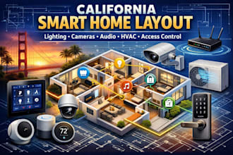 california smart home electrical automation layout and wiring plan