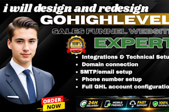 design gohighlevel website email sms automation landing page sales funnel expert