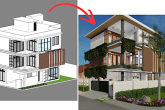 do realistic rendering for revit, sketchup and 3ds max model