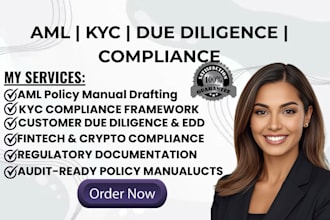 draft a state compliant aml and kyc policy manual, conduct company due diligence