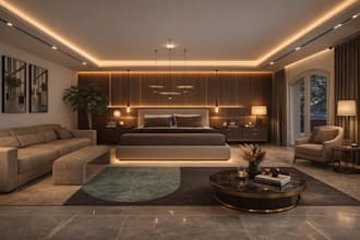 modern 3d interior design with  rendering