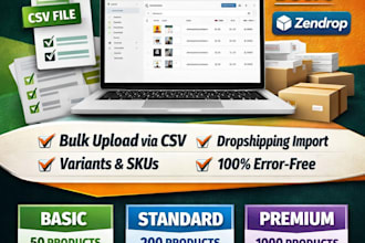 fast bulk product upload, excel, CSV import and product listing to shopify