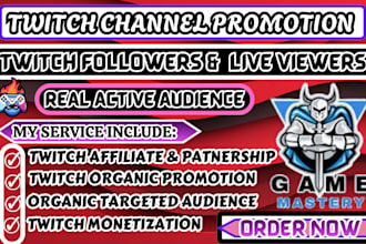 boost twitch live viewers organically with twitch channel promotion