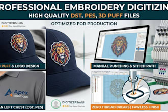 do professional embroidery digitizing, dst pes files for 3d puff and logo