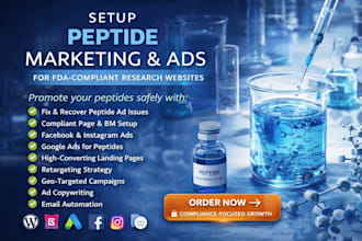 setup peptide ads peptide marketing, fb ads, google ads for your peptide website