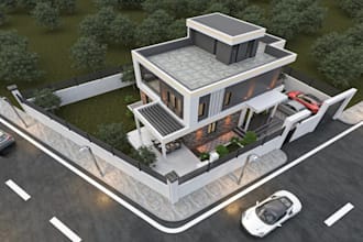 elevate 3d condominium facade,estate villa design,duplex house,apartment render