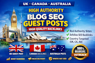do high quality UK canada, australia blog SEO guest post backlinks on high site