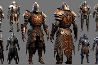 create custom 3d fantasy character, cosplay props, wearable armor, and weapons