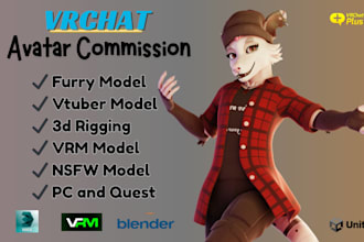 furry vrchat avatar full body tracking oc furry nsfw avatar fursona 3d vrc model