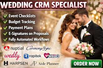 setup wedding crm nuptial ceremonysync wedly rapitek wedo harpsen aisle planner