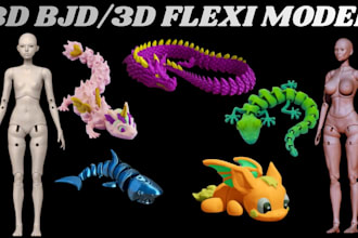 sculpt 3d flexi model 3d articulated model 3d bjd flexi toy for 3d print
