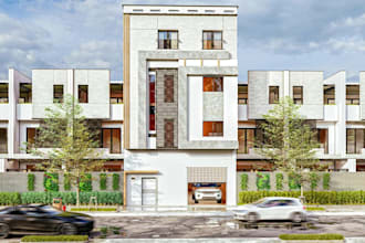 renovate old exterior building,villa apartment, residential complex, cgi render