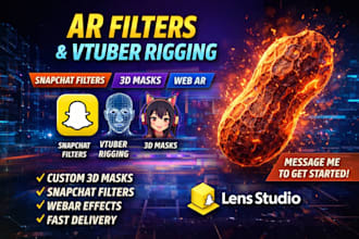 create ar filter, snapchat filter, vtuber rigging, 3d mask, geofilter and webar
