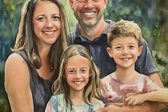 custom watercolor family portrait