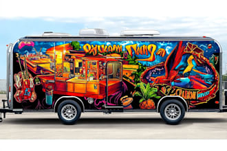 design trailer, food truck, camper or caravan wrap