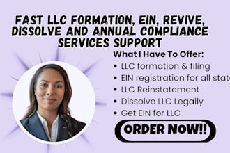 fast llc formation, ein, revive, dissolve and annual compliance services support