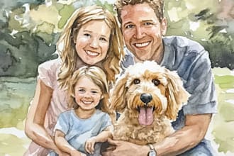 custom watercolor family portrait