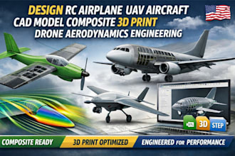 design rc airplane, uav, and aircraft cad models optimized for composite print