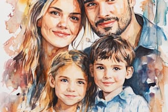 create a watercolor family portrait
