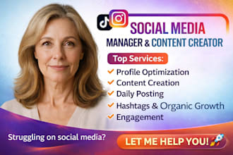 be instagram social media manager post content creator marketing VA