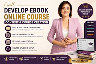 develop ebook online course content, course creation, lesson plan, course upload