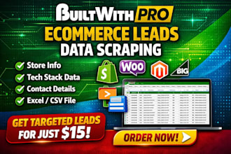 provide builtwith pro for ecommerce leads data scraping for 15 dollars