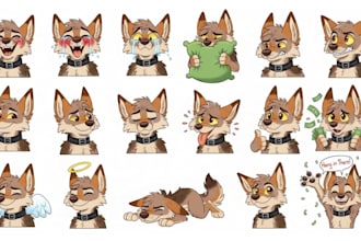draw custom furry telegram and discord sticker packs, fursona and crypto sticker