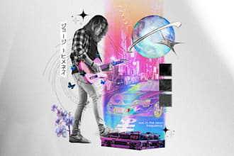 design bold and artistic digital collage art