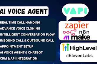 setup ai voice agent using vapi ai, retell ai, synthflow, eleven labs n8n expert