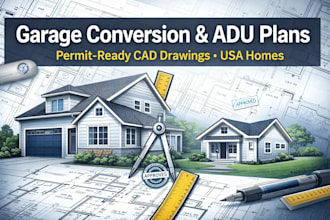 ga, fl, ca, ny, fl, garage conversion drawings and adu floor plans for USA homes