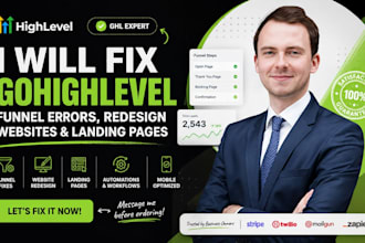 fix gohighlevel funnel errors, redesign ghl website and landing pages